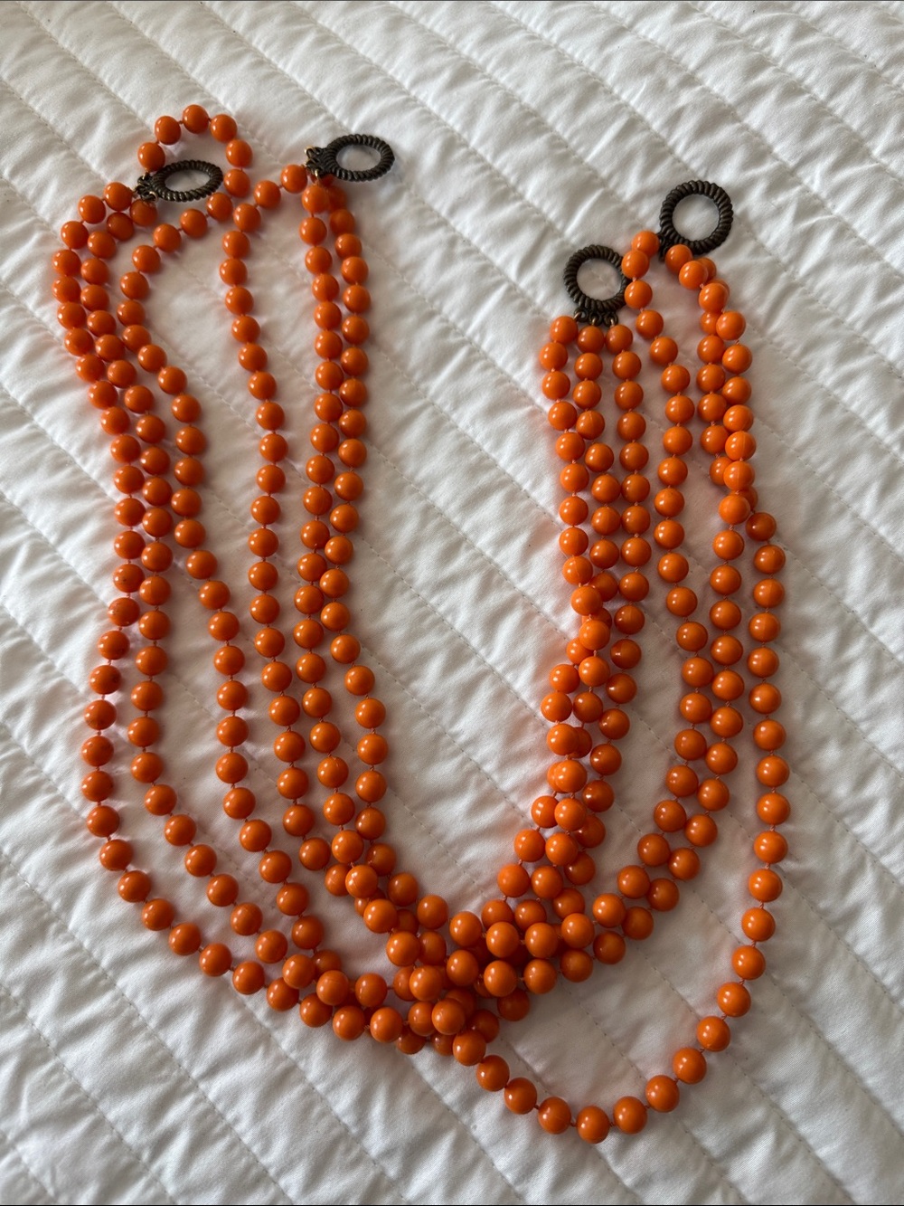Vintage Orange Beaded Multi-Strand Curtain Tieback set of two